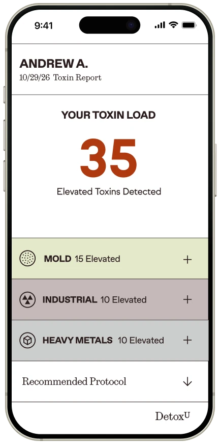 Sample DetoxU report screen: Your report · overview